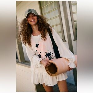 Free People NWT Spring Forward Tunic Size S, M and L Pastel Peach Combo